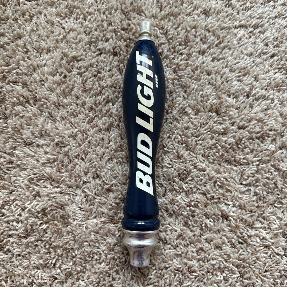 Vintage Bud Light Beer Tap Handle 11 Inch Navy Blue 1990s Breweriana Bar Decor
